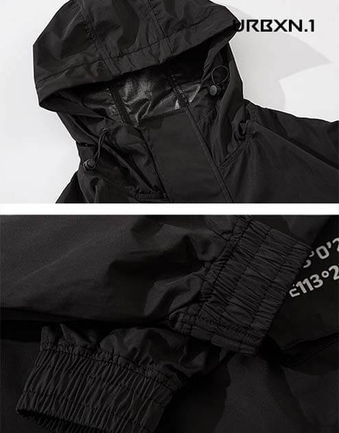 black windbreaker techwear