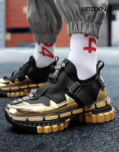 Gold Sneakers Street Style